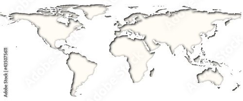 Layered papercut world map with shadows  black and white  elements of this image furnished by NASA.