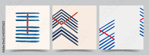 Vector illustration. Abstract contemporary aesthetic backgrounds. Design for social media template, web banner. Modern art print. Watercolor painting. 50s, 60s retro graphic. Surreal lines