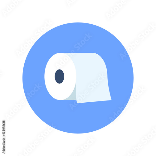 Vector toilet paper icon, blue circle and paper isolated on white background, icon template.
