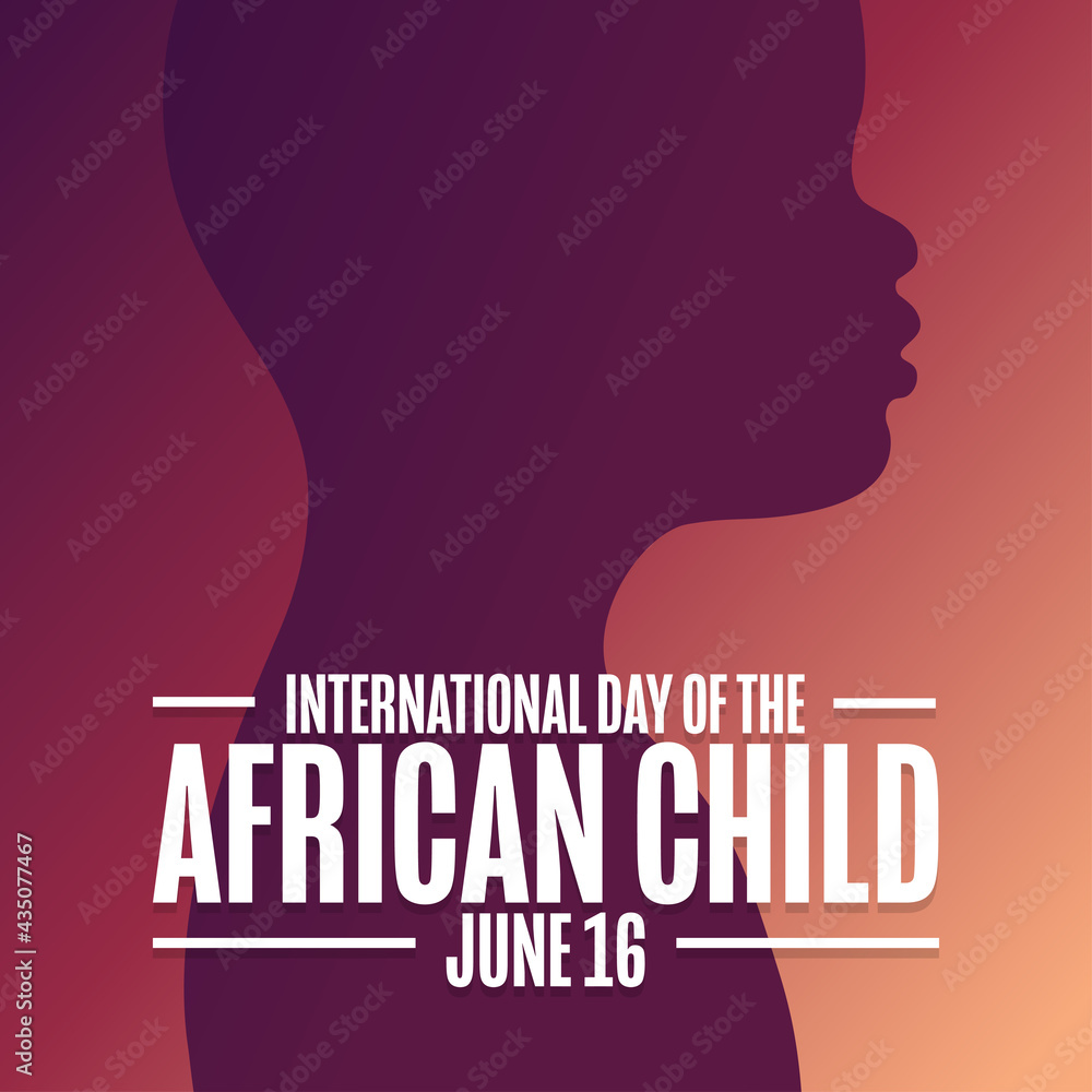 International Day of the African Child. June 16. Holiday concept. Template for background, banner, card, poster with text inscription. Vector EPS10 illustration.