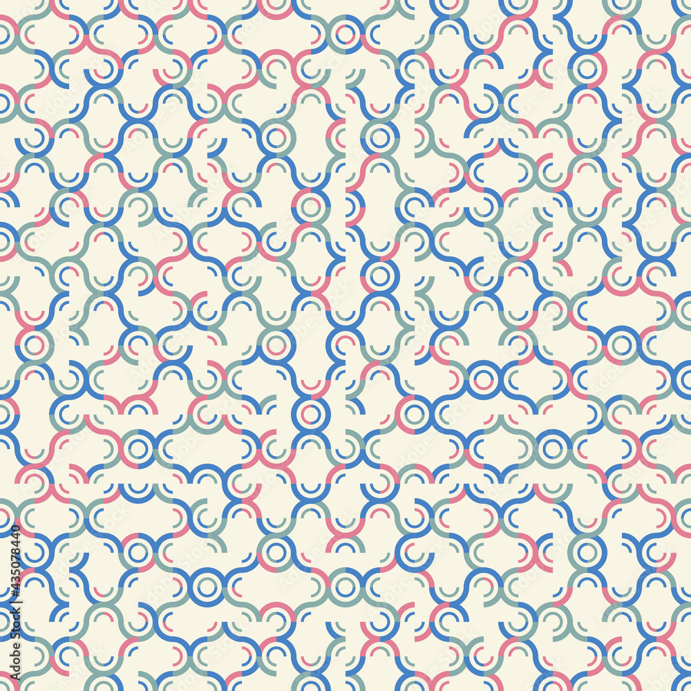 Fabric ornament vector illustration. Textile geometry circular shapes.