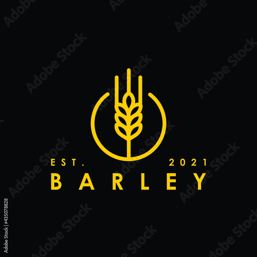 golden wheat barley malt simple flat minimalist in the circle shape logo design