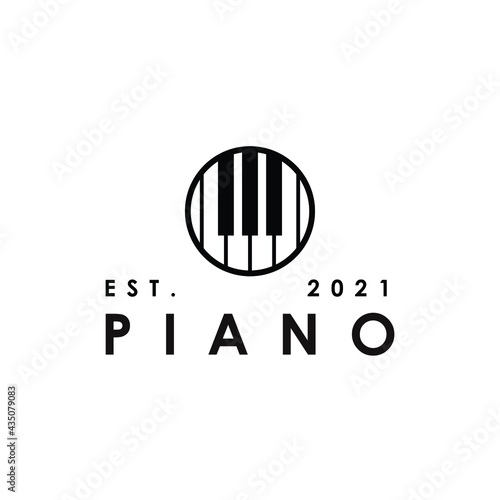 piano instrument in the circle shape logo design vector 