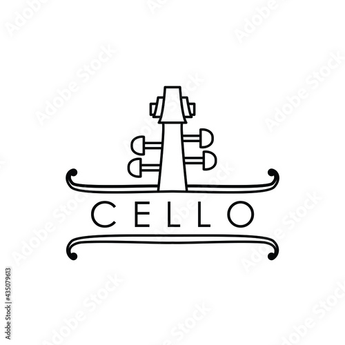 cello or violin instrument line  art logo design inspiration
