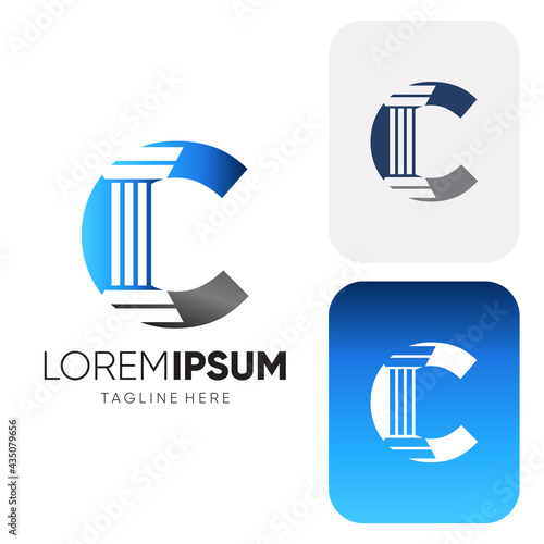 Letter C Pillar Legal Firm Law and Attorney Logo Design Vector Icon Graphic Illustration