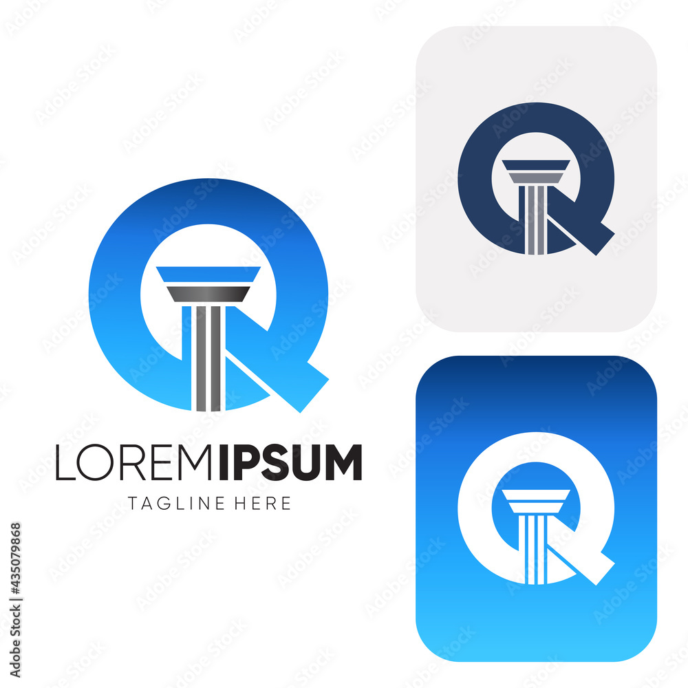 Letter Q Pillar Legal Firm Law and Attorney Logo Design Vector Icon Graphic Illustration Letter Q Pillar Legal Firm Law and Attorney Logo Design Vector Icon Graphic Illustration