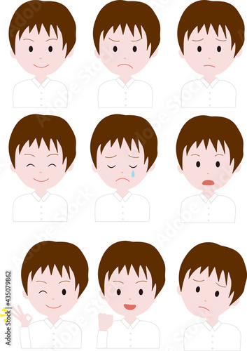 Yシャツ男性表情別イラスト