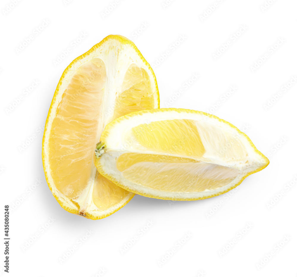 Fresh ripe lemon slices on white background, top view Fresh ripe lemon slices on white background, top view