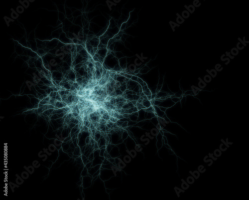 energy elementary particle, glowing lightning, electric element. 3D render Il...