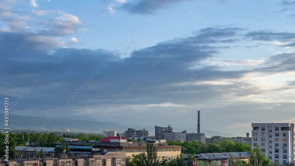 Timelapse video with moving clouds Bishkek Kyrgyzstan Timelapse video with moving clouds Bishkek Kyrgyzstan