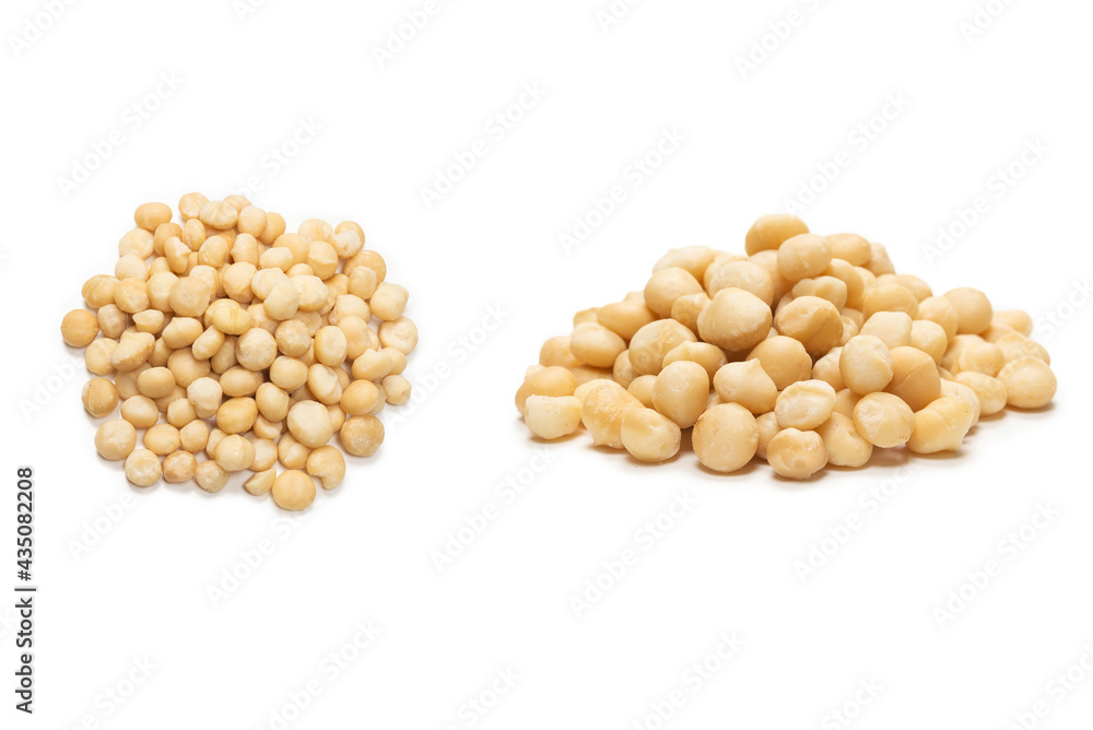 Macadamia nuts isolated on white background. Macadamia nuts isolated on white background.