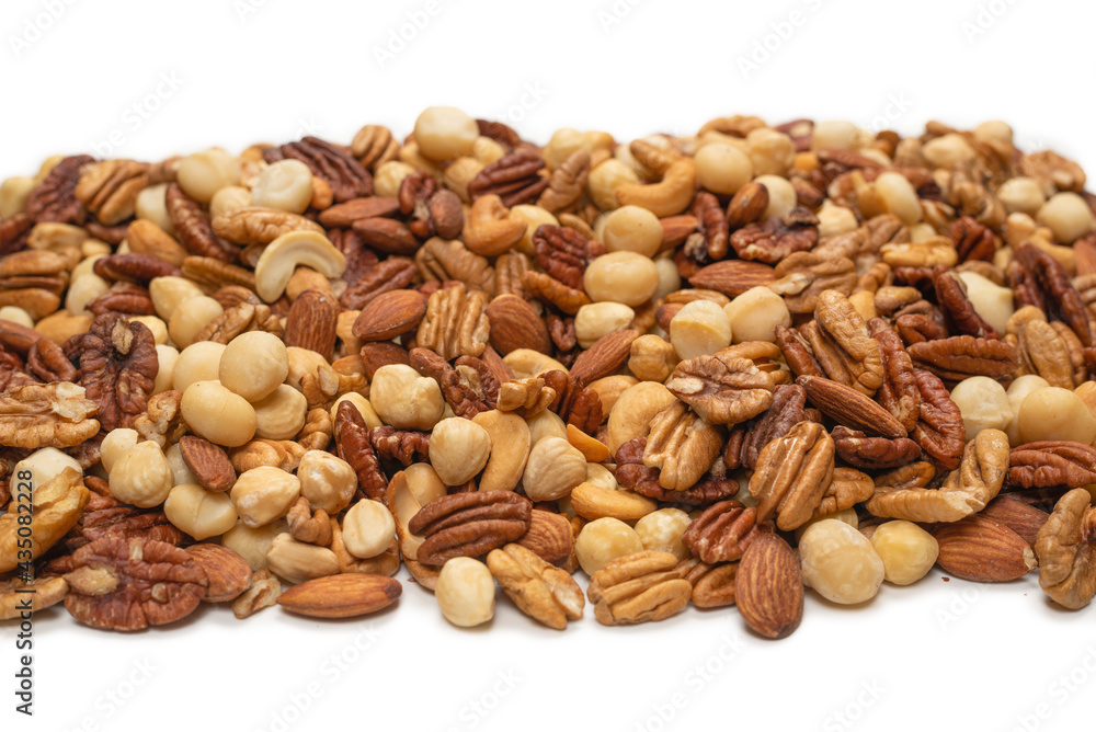Mix of nuts isolated on white background. Top view. Mix of nuts isolated on white background. Top view.