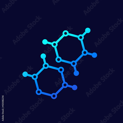 Polymer, monomer molecules vector icon