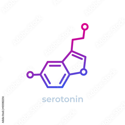 Serotonin hormone molecule line icon