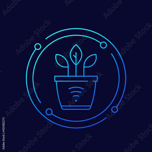 Smart pot for plants thin line icon