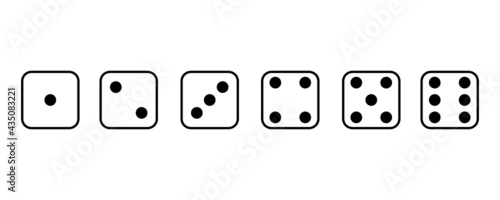 Set face cube six dot of game dice flat icon vector.