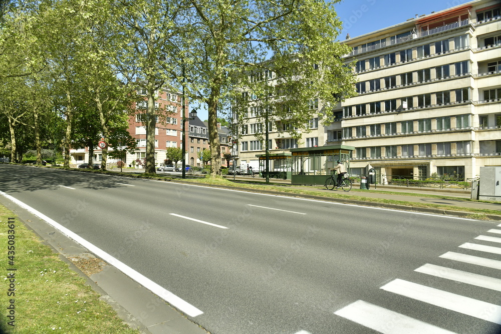 L'avenue de Tervuren sans circulation pendant le premier confinement de la crise sanitaire due au COVID 19 ,à Woluwe-St-Pierre