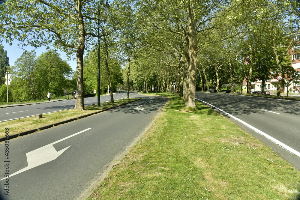 L'avenue de Tervuren sans circulation pendant le premier confinement de la crise sanitaire due au COVID 19 ,à Woluwe-St-Pierre