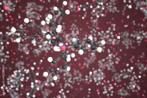 Triphenylmethanol molecule made with balls, conceptual molecular model. Chemical 3d rendering
