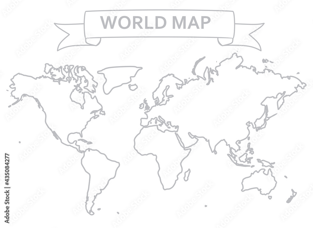 World map outline. vector illustration