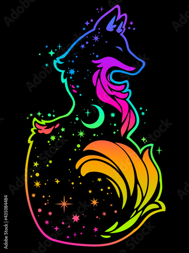 multicolored animal silhouette with space pattern