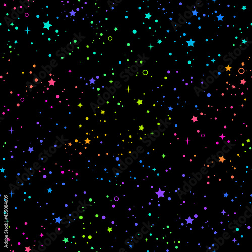 seamless background with bright rainbow stars