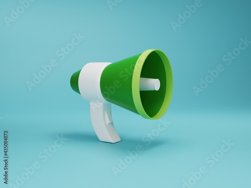 green megaphone icon. 3d illustration
