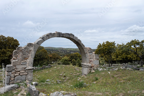 Transverse arch ruins of the Conejeras' church, near the Cogotas, at Avila, Spain