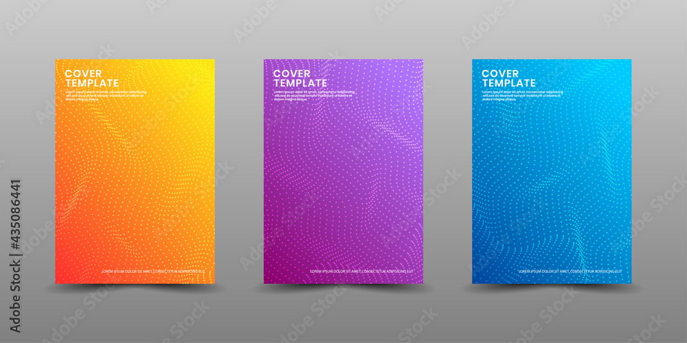 Minimal covers design. Modern background with abstract texture for use element poster, placard, catalog, banner, flyer, etc. Multicolor halftone with waves layer style. Future geometric patterns.