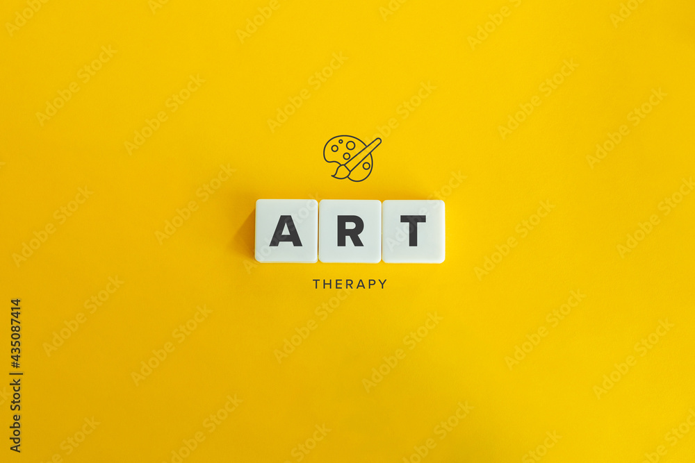Art Therapy banner and concept. Block letters on bright orange background. Minimal aesthetics. Art Therapy banner and concept. Block letters on bright orange background. Minimal aesthetics.