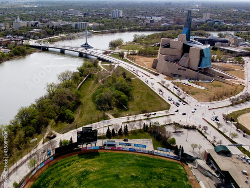 Esplanade Riel Footbridge next to Canadian Museum for Human rights in Winnipeg, Manitoba, Canada