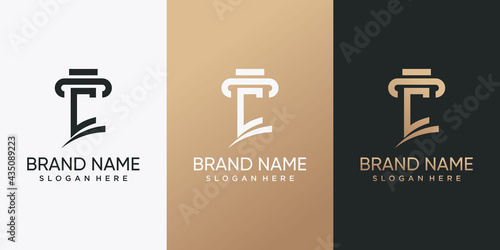Law logo combined with initial letter C. Inspiration, illustration logo for business
