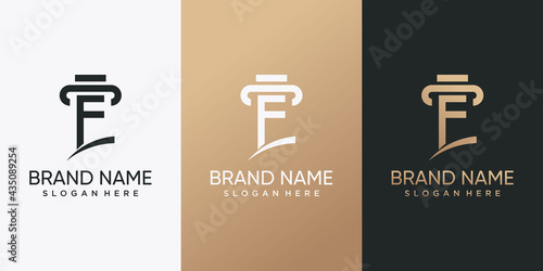Law logo combined with initial letter F. Inspiration, illustration logo for business