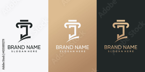 Law logo combined with initial letter J. Inspiration, illustration logo for business