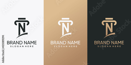 Law logo design combined with initial letter N. Inspiration, illustration logo for business