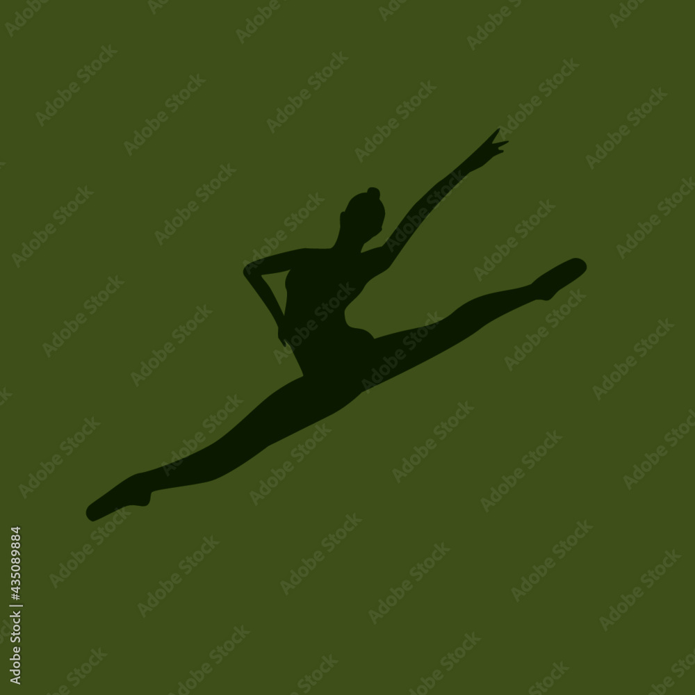 Gymnastics girl vector logo. Stretching, dancing silhouette. Splits women. Download it now