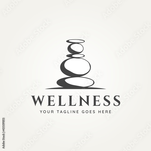 wellness balancing stone logo vector illustration design. spa, health, and beauty logo concept