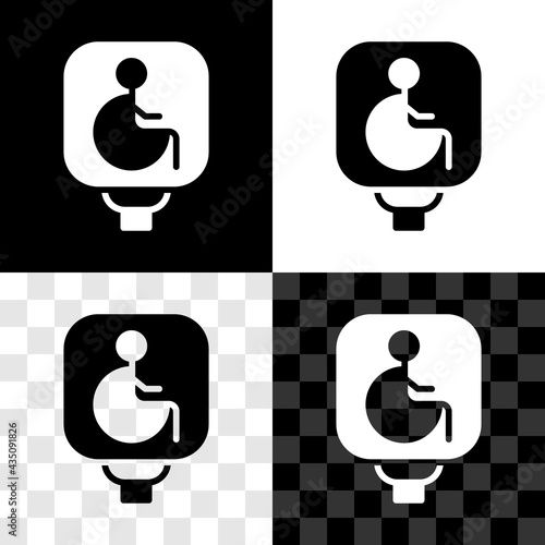 Set Disabled wheelchair icon isolated on black and white, transparent background. Disabled handicap sign. Vector