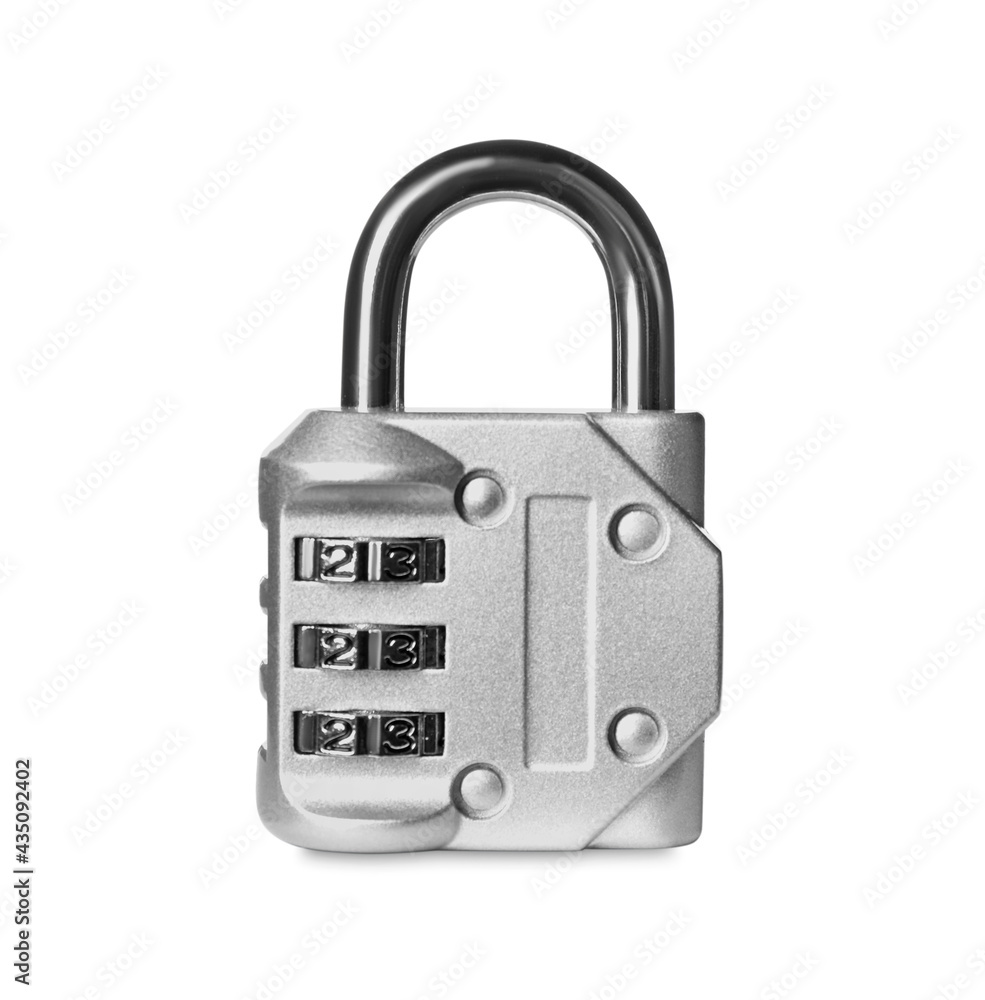 Steel combination padlock isolated on white. Safety concept Steel combination padlock isolated on white. Safety concept
