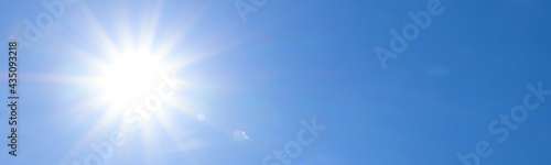 Beautiful blue sky on sunny day, banner design