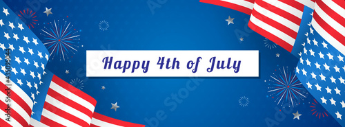 Happy 4th of July Banner Vector illustration. USA flag waving on star pattern background