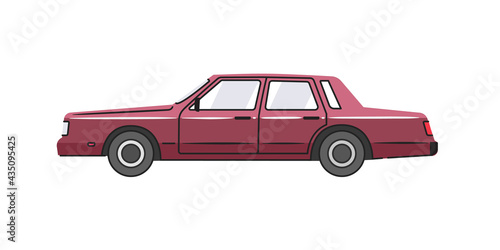 Retro car sedan. Vector illustration in a flat style.