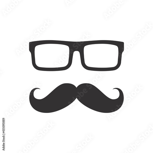 Man mustache and glasses icon. Moustache and glasses, geek or hipster style.