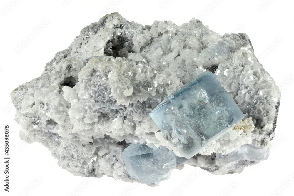vivid blue cube fluorite from China isolated on white background vivid blue cube fluorite from China isolated on white background