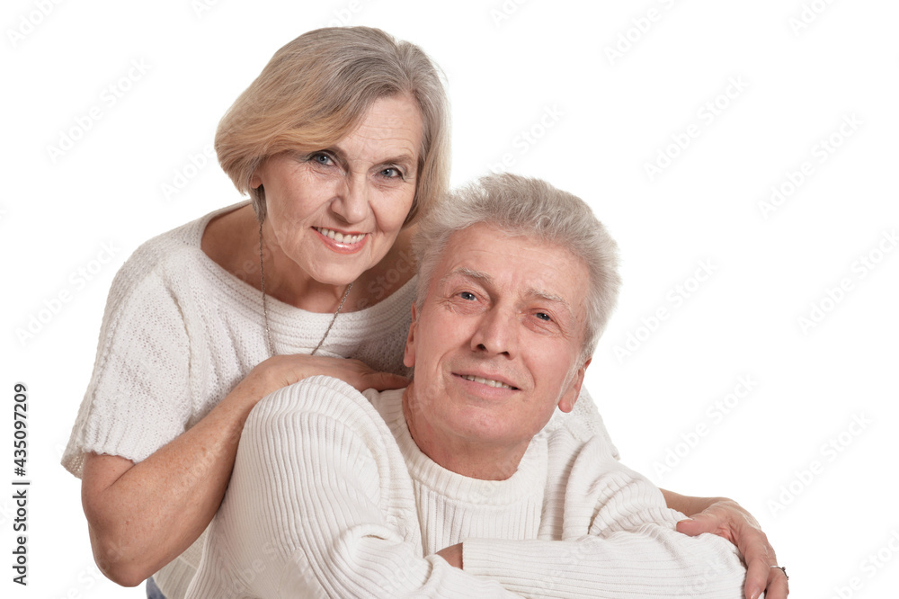 happy  senior couple  on  white background