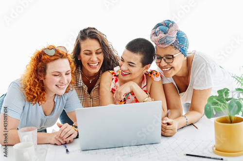 woman girl laptop meeting business office student start up friend teamwork working happy businesswoman