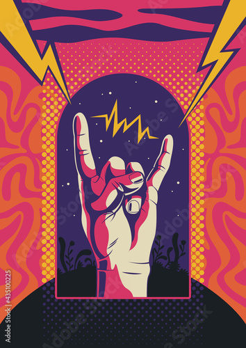 1960s Rock Music Posters Stylization, Gesture and Psychedelic Background