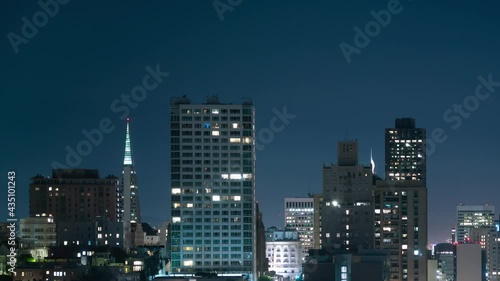 Wallpaper Mural San Francisco Downtown Skyscrapers from Nob Hill Telephoto Night Time Lapse California USA Torontodigital.ca
