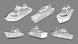 Set , collection with cruise big ship 3d models good for travel and tourism ads, books, good for travel tourism brochure. Isolated