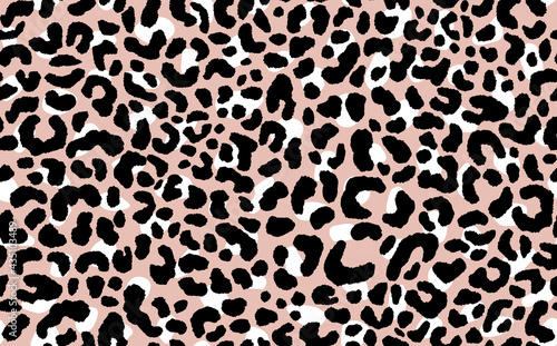 Abstract modern leopard seamless pattern. Animals trendy background. Beige and black decorative vector stock illustration for print, card, postcard, fabric, textile. Modern ornament of stylized skin